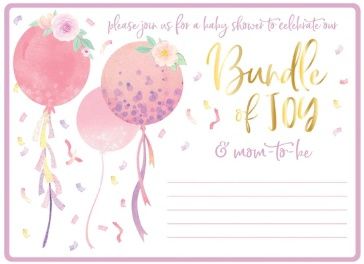 8Ct Pink Baby Shower Invites