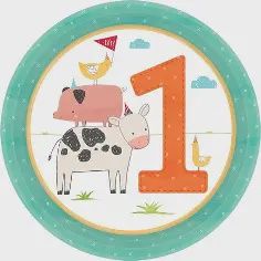 8Ct 7” First Birthday Farm Plate