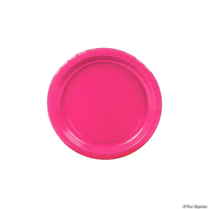 24Ct 7" Hot Pink Disposable Paper Dessert Plates