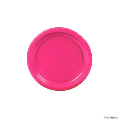 24Ct 7" Hot Pink Disposable Paper Dessert Plates