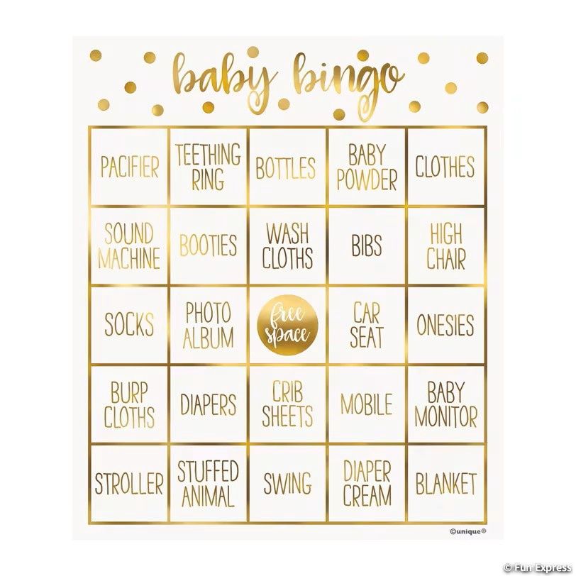 Oh Baby Gold Bingo Game for 8