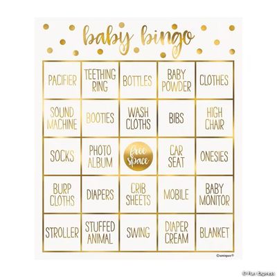 Oh Baby Gold Bingo Game for 8