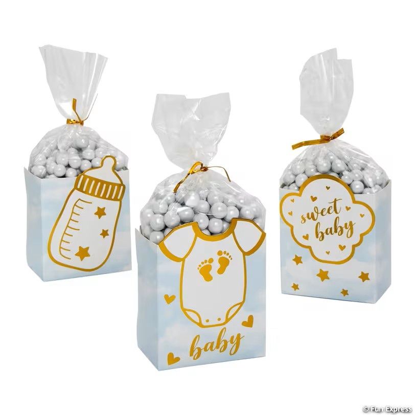12Ct Blue Baby Shower Treat Container Kit