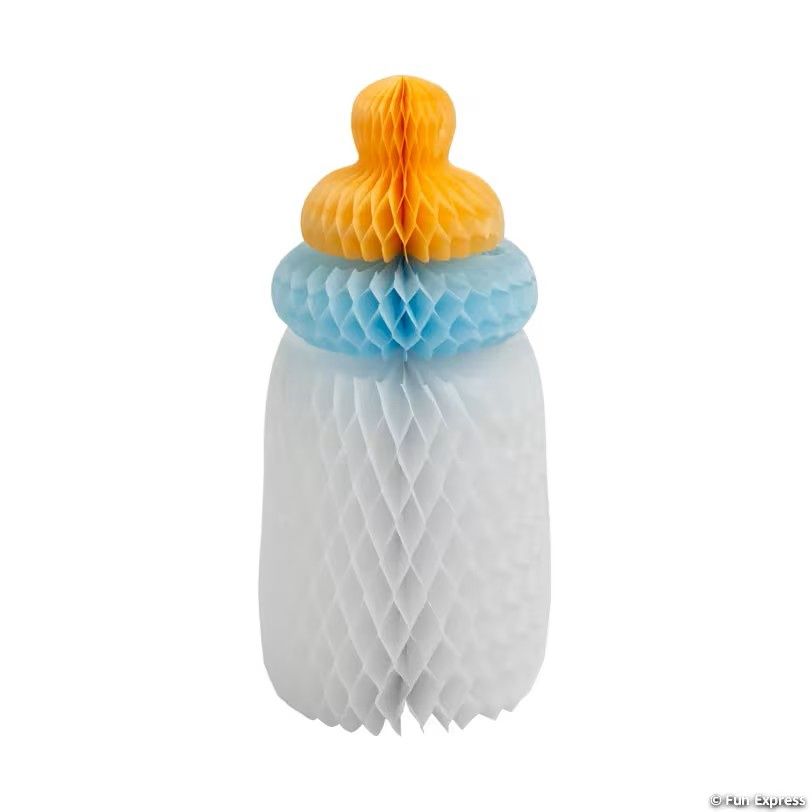Blue Baby Bottle Honeycomb Centerpieces
