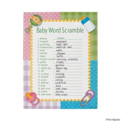 Baby Shower Word Scramble Game