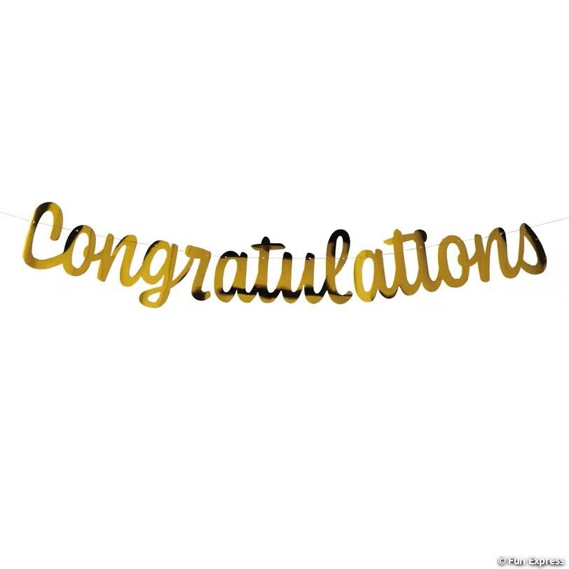 7 ft. Gold Congratulations Ready-to-Hang Garland Decoration