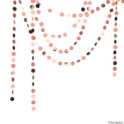 157" x 2" Rose Gold Glitter Circle Dots Ready-to-Hang Cardstock Garland Set
