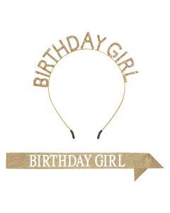 Bday Girl Hband &amp; Gltrd Sash Set