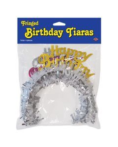 Happy Bday Tiaras w/Fringe