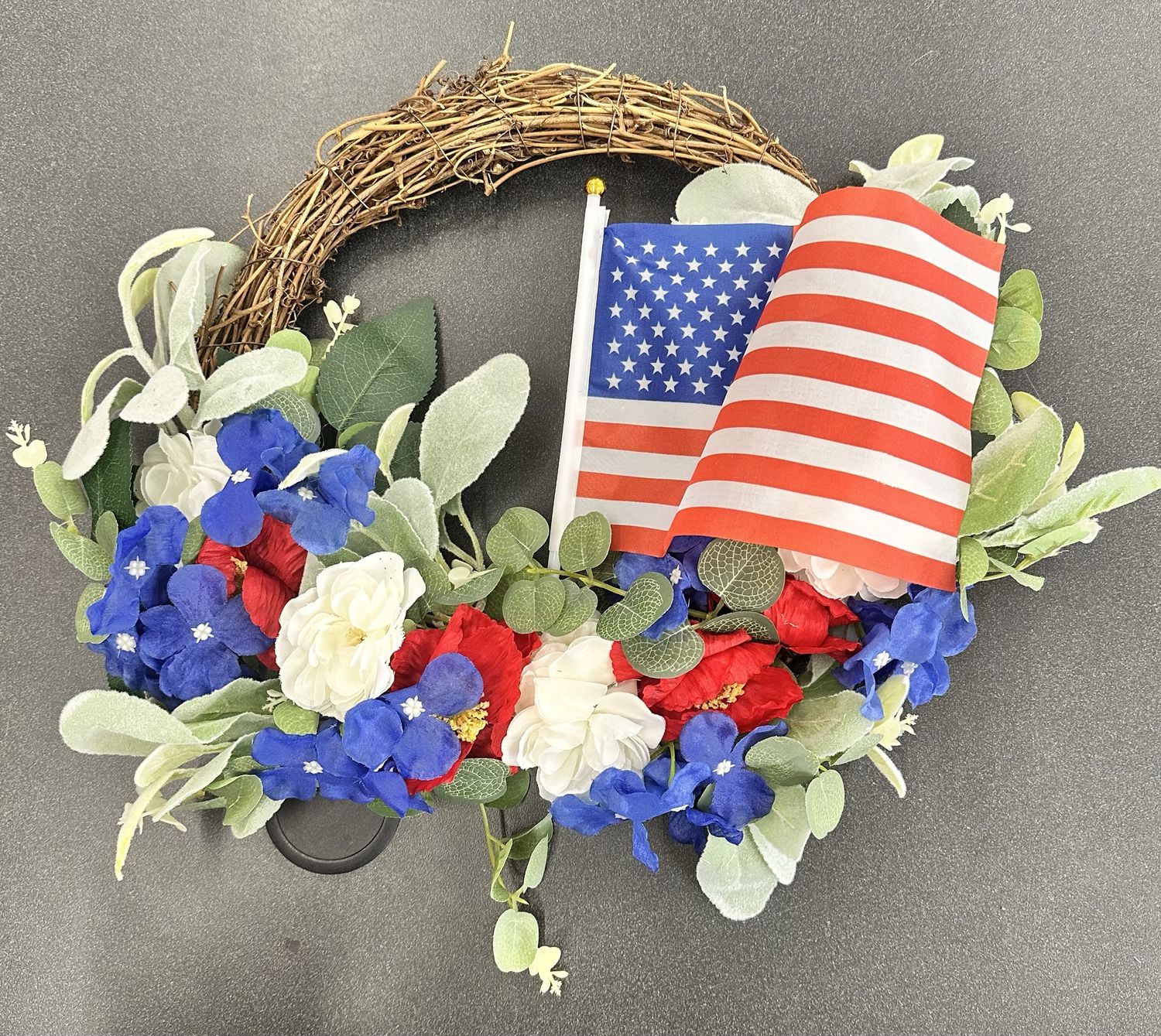 Patriotic grapevine wreath