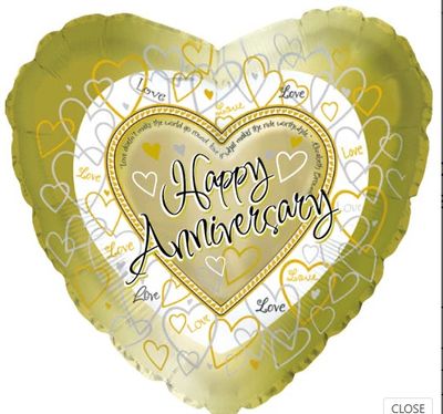 267 18" HAPPY ANVRSRY HRT BLLN