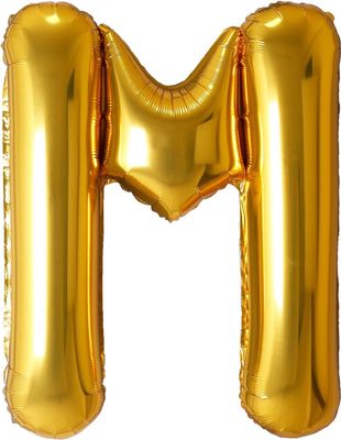 34" Gold Letter M Airise Balloon
