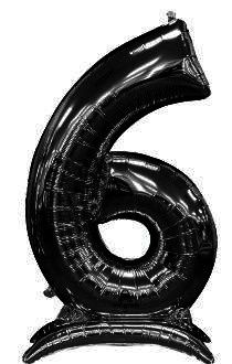 32" Air filled Black Number 6 Balloon