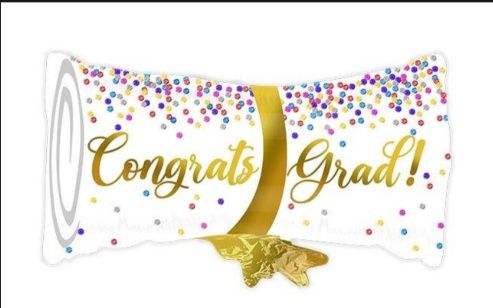 G42 White and Gold Congrats Grad Balloon