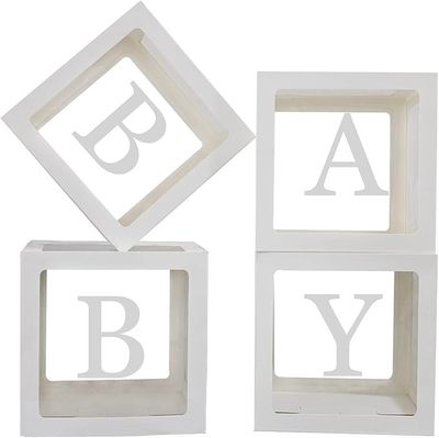 4Ct White Box for Balloons with 30 Letters