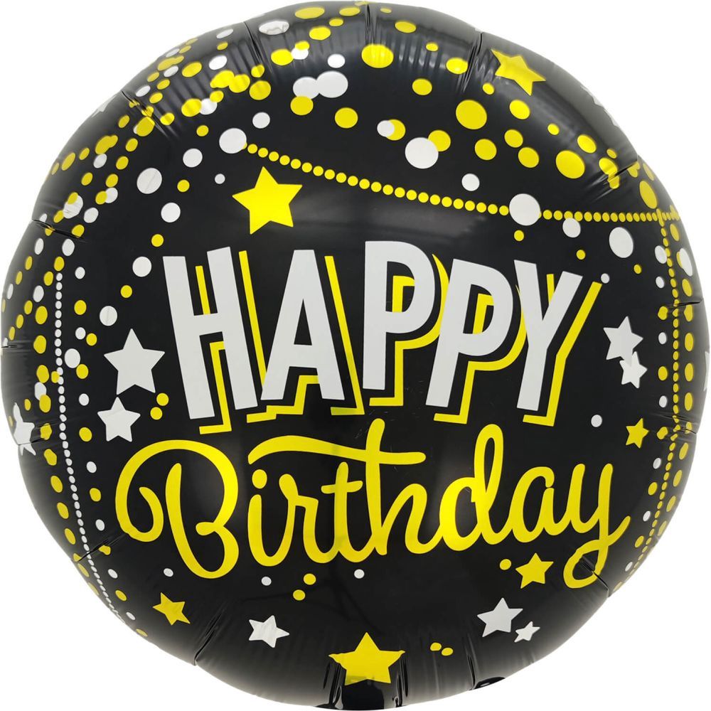 292 18" Happy Birthday Gold Sparkles Balloon