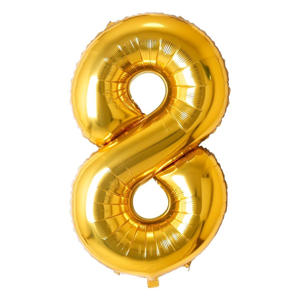 34" Gold Number 8 Airise Balloon