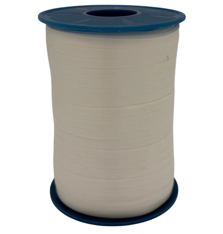 3/16" x 500 YD - Poly Balloon Crimped/Ribbed Curling Ribbon Color: White