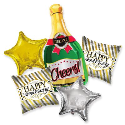 5Pc Balloon Bouquet Anniversary Wine