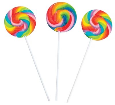 Large Rainbow Swirl Lollipops - Sweet Cherry