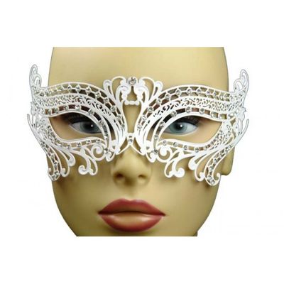 White Masquerade Mask with Clear Gems
