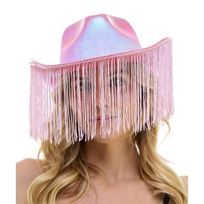 Iridescent Pink Fringe Cowboy Hat