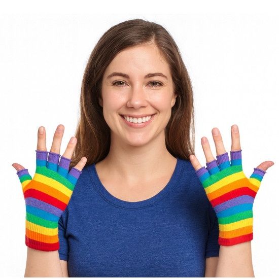Rainbow Fingerless Gloves