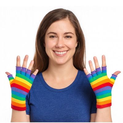 Rainbow Fingerless Gloves