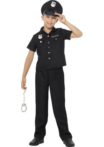 New York Cop Costume-Black, Size: Teen