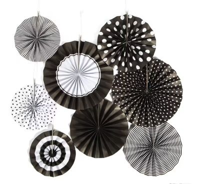 Black Hanging Paper Fan Assortment