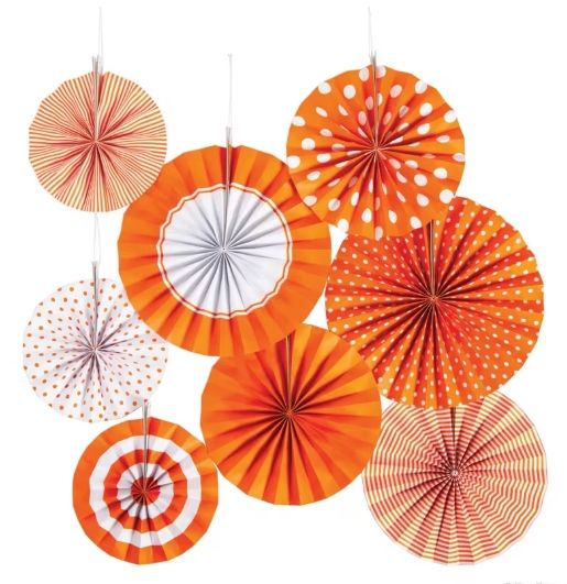 Orange Hanging Paper Fan Assortment