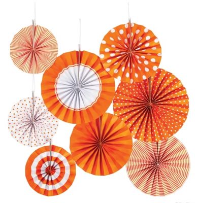 Orange Hanging Paper Fan Assortment