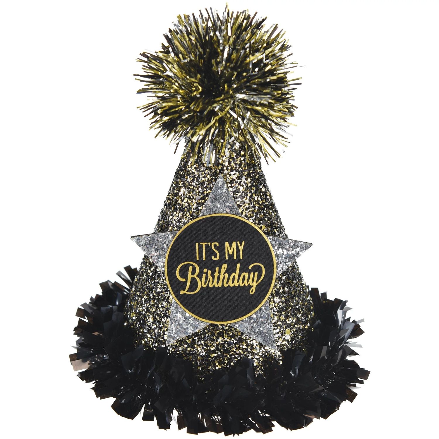 Cone Hat Black Silver Gold