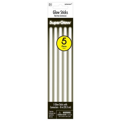 8" Glow Sticks 5 Ct. - White