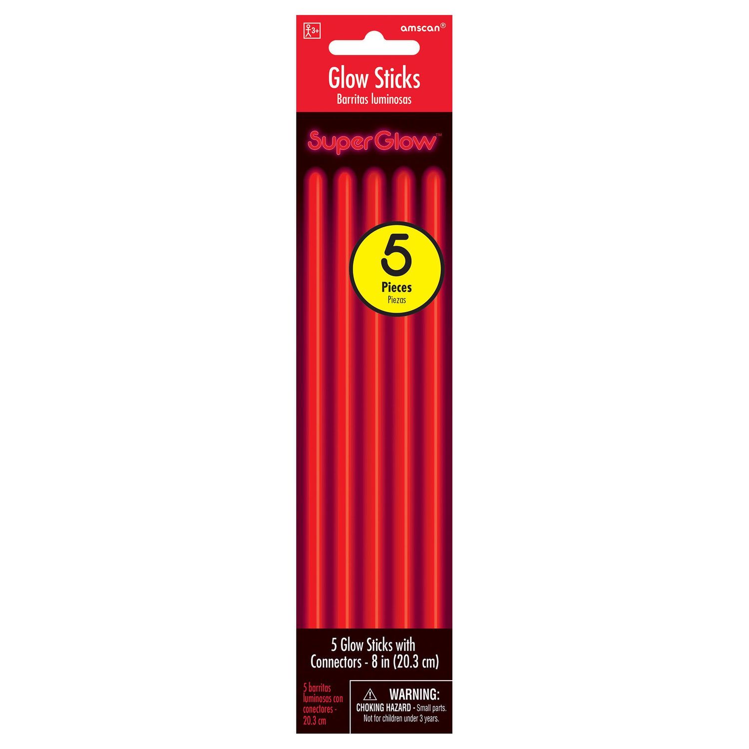 8" Glow Sticks 5 Ct. - Red