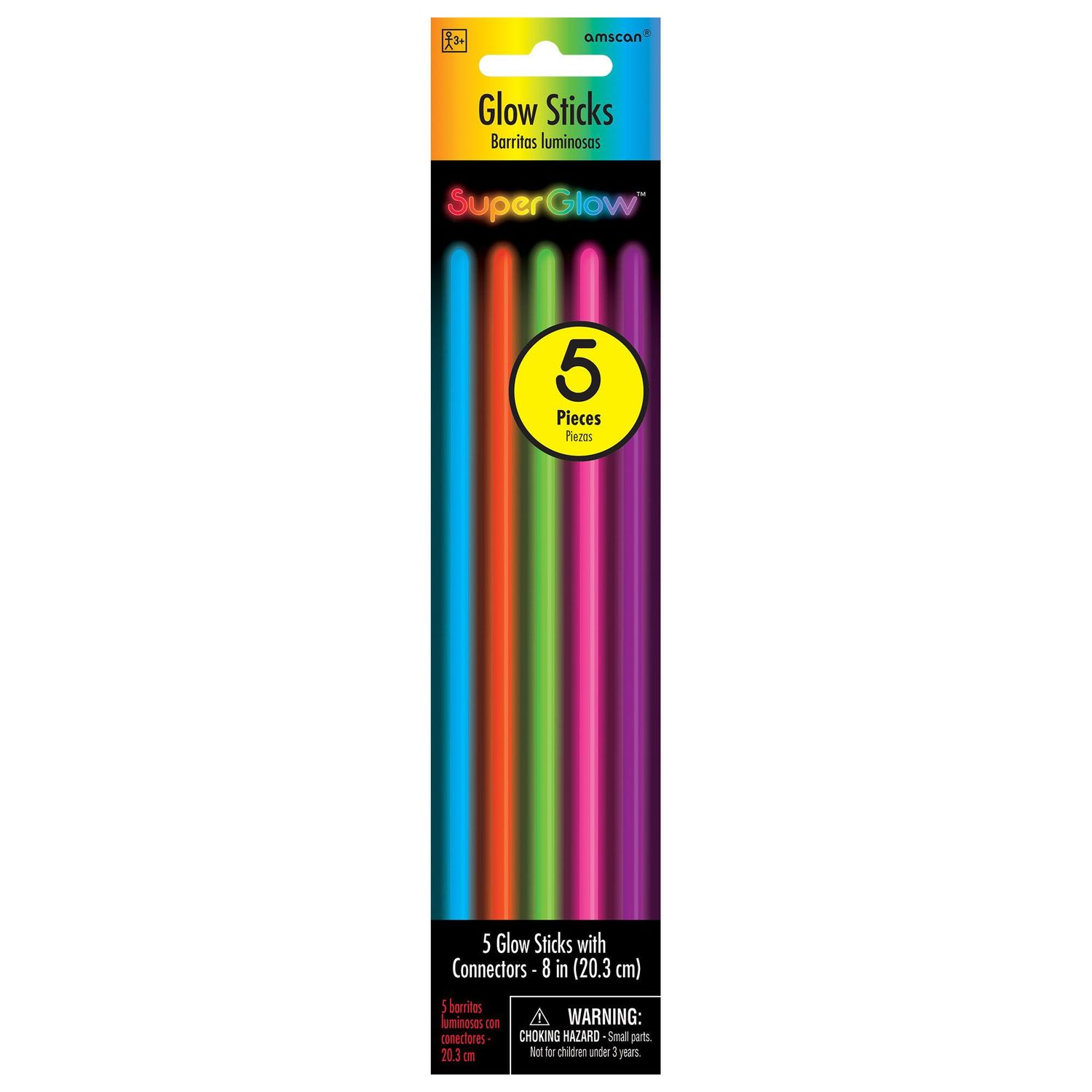 8" Glow Sticks 5 Ct. - Multicolor