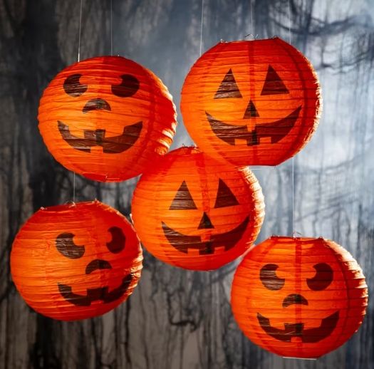 2Pc Jack-O’-Lantern Hanging Paper Lanterns