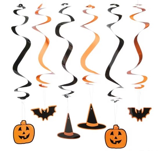 24Ct Hanging Swirl Halloween Decorations