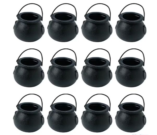 12Ct Black Plastic Cauldrons with Handle