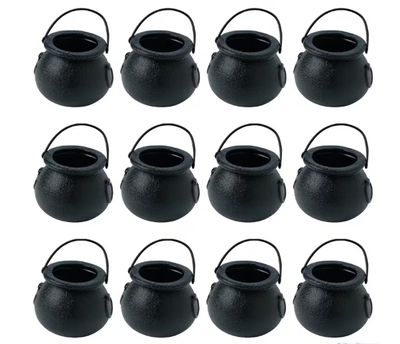12Ct Black Plastic Cauldrons with Handle