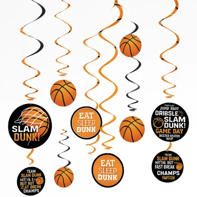 12Ct Basketball "Nothin' But Net" Hanging Decorations