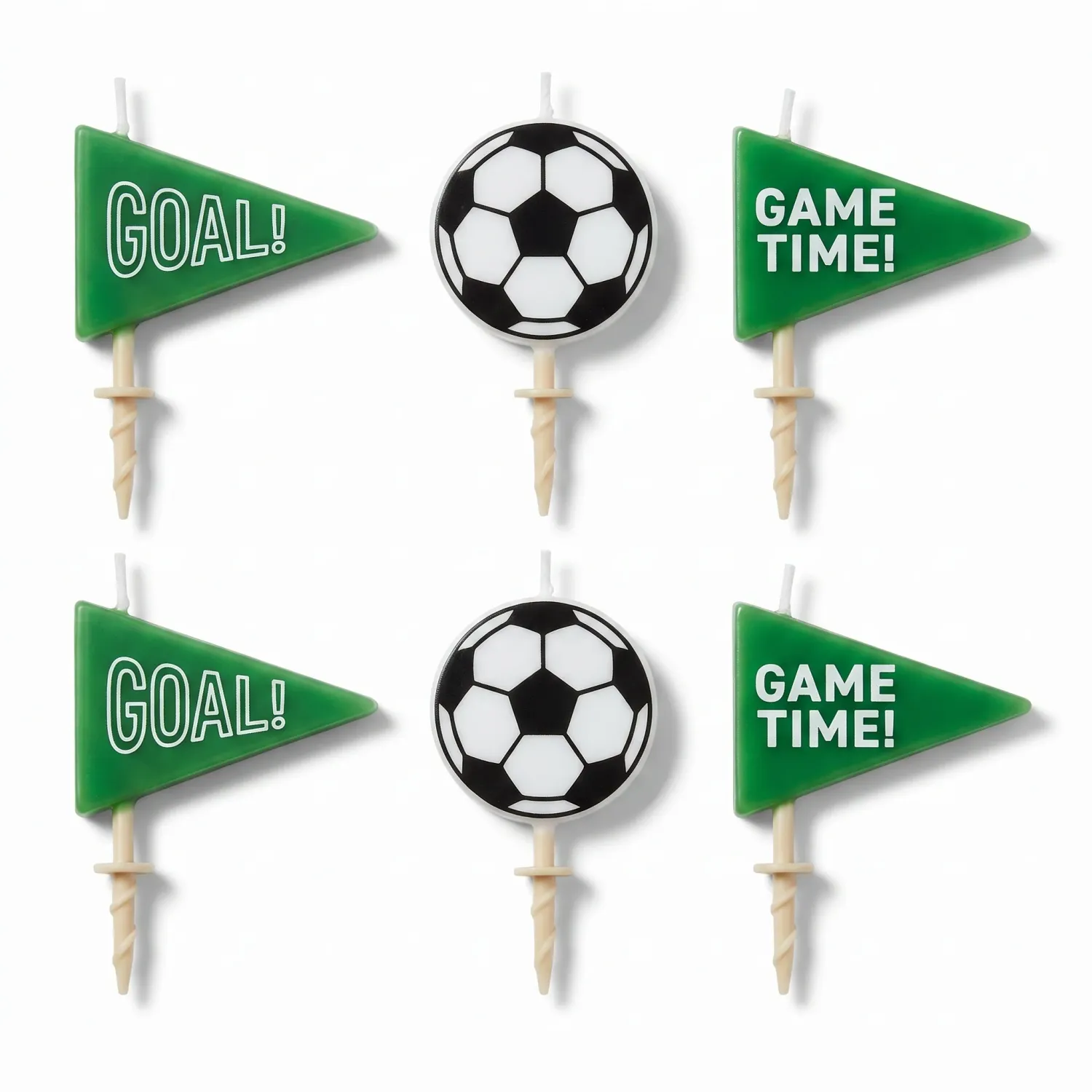 6Ct Goal Getter Soccer Birthday Candle Set