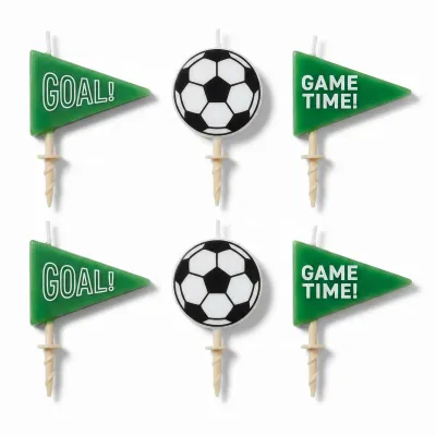 6Ct Goal Getter Soccer Birthday Candle Set