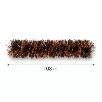 9Ft Black &amp; Orange Tinsel Garland