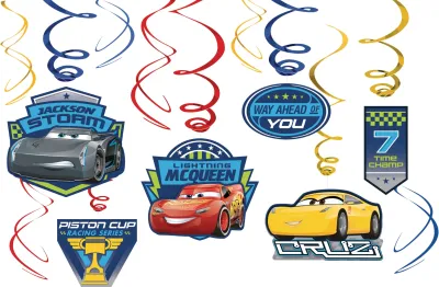 12Ct Disney Cars 3 Swirl Decorations