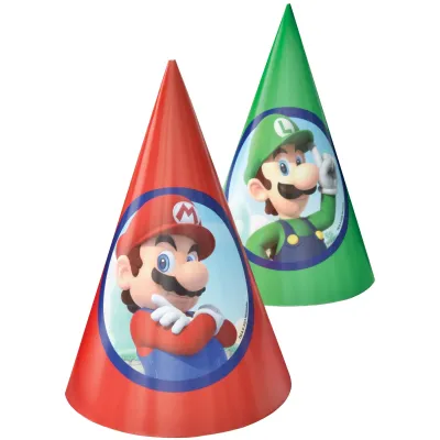8Ct Super Mario Bros Party Hats