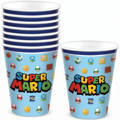 8Ct Super Mario 9 oz Paper Cups