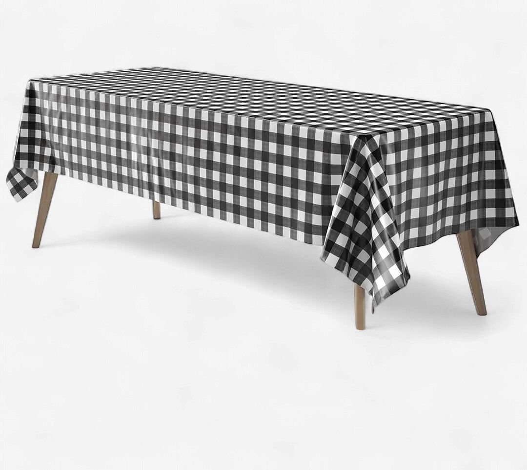 Black Gingham Plastic Table Covers