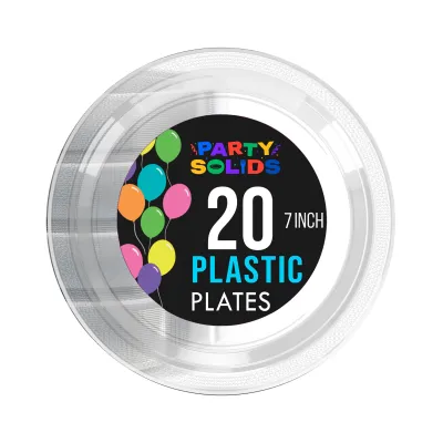 20Ct 7 in. Clear Plastic Plates