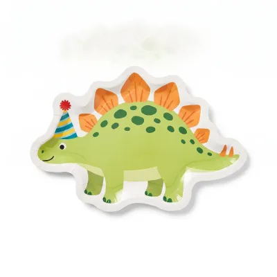 8Ct 7" Dino-Mite Stegosaurus Shaped Plates